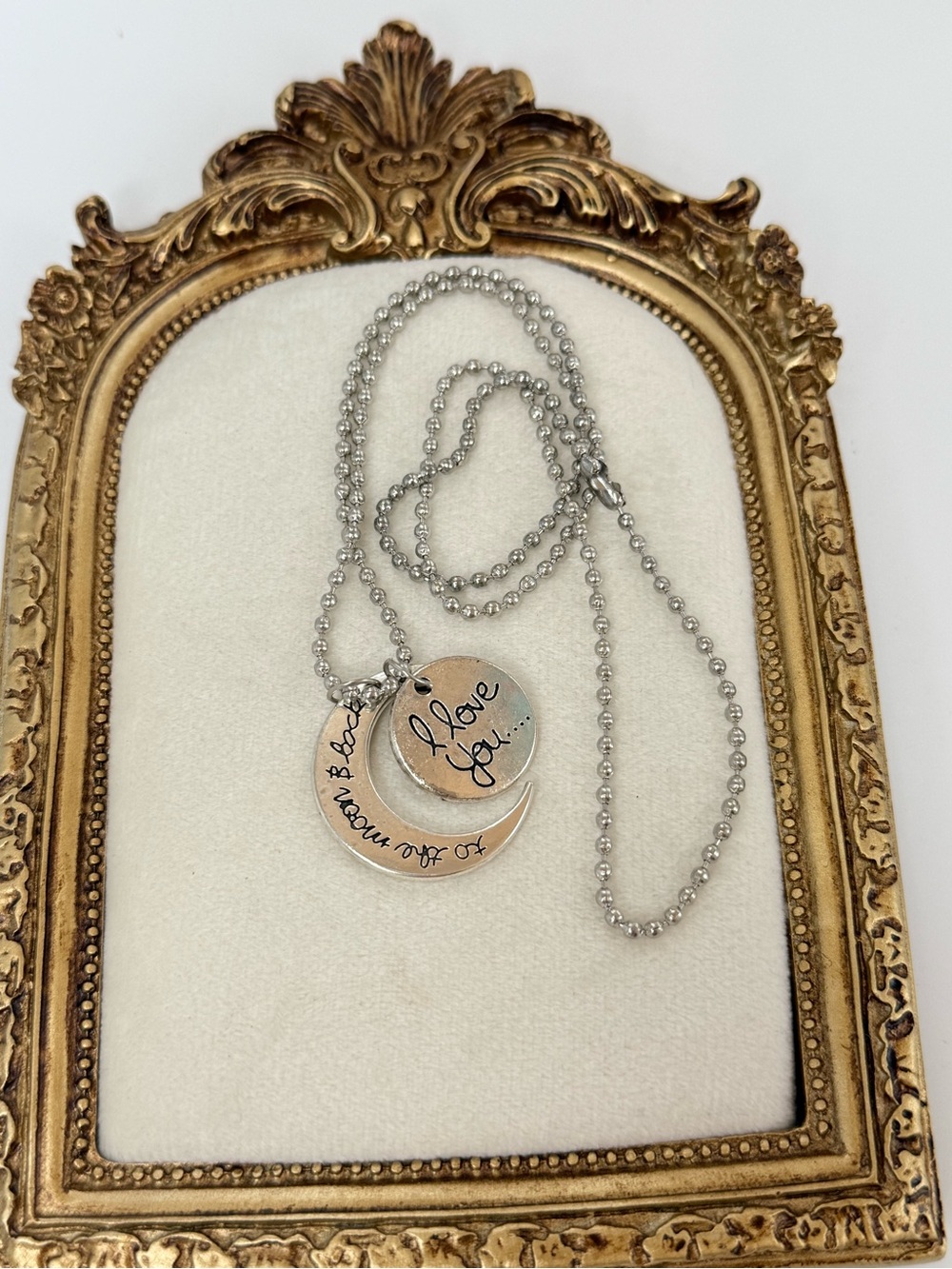 Necklace ball chain I love you to the moon and back charm pendants